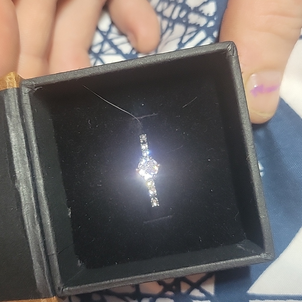 S925 18k white gold filled cubic zirconia engagement ring.